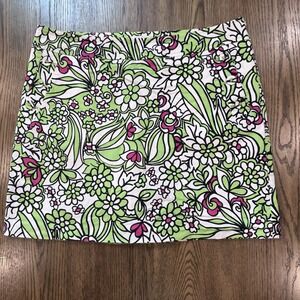 Liz Golf Women's Floral Skort Size‎ 14 Green Pink White Cotton Stretch
